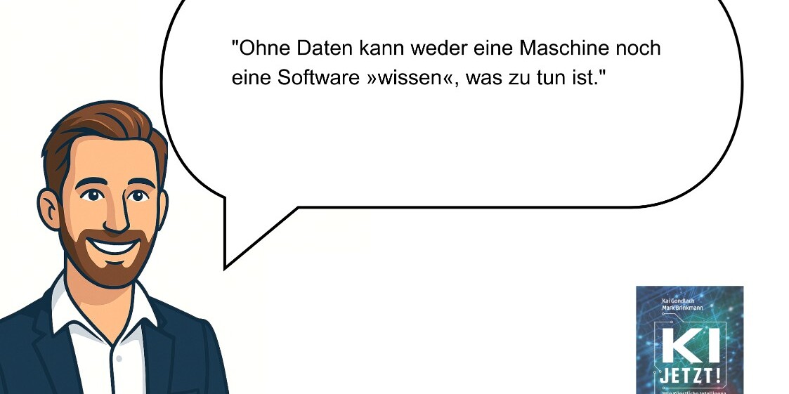 Illustration mit Kai Gondlach und Zitat zum Thema Datenstrategie 2.0 im Mittelstand