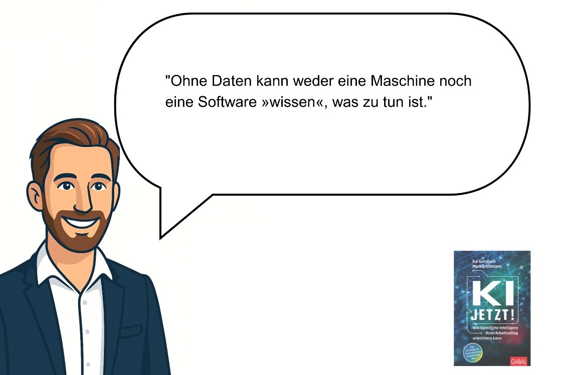 Illustration mit Kai Gondlach und Zitat zum Thema Datenstrategie 2.0 im Mittelstand